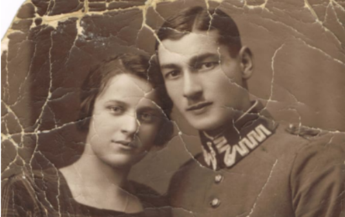 Original damaged vintage photo